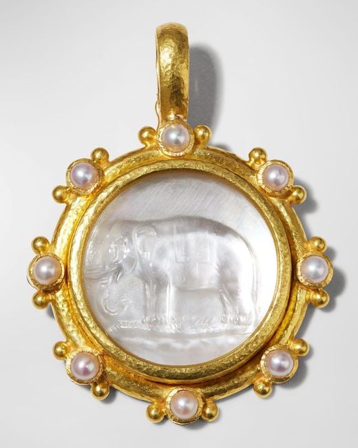 Elizabeth Locke Metallic 19k Elephant Venetian Glass Intaglio Pendant
