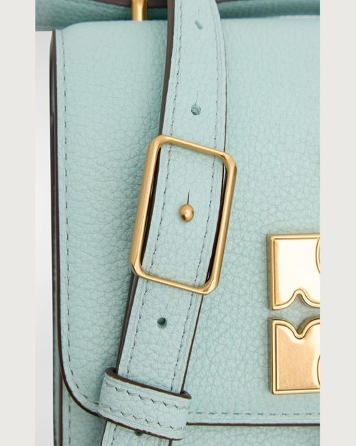 Tory Burch Blue Eleanor Small Convertible Leather Shoulder Bag