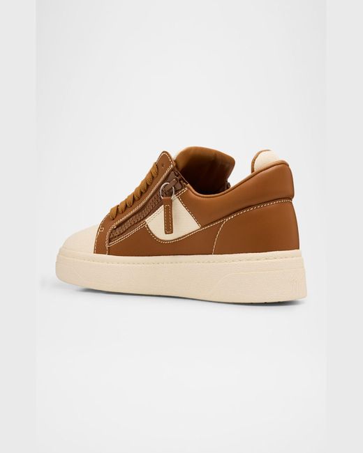 Giuseppe Zanotti Brown Karmy Canvas And Leather Low-Top Sneakers for men