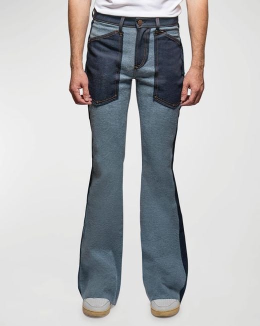 Monfrere Blue X Mvla Two-tone Denim Flare Jeans for men