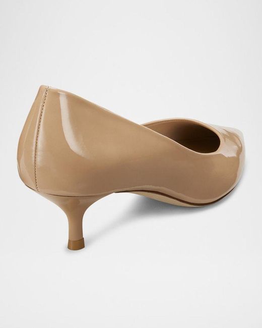 Stuart Weitzman White Stuart Patent Kitten Pumps