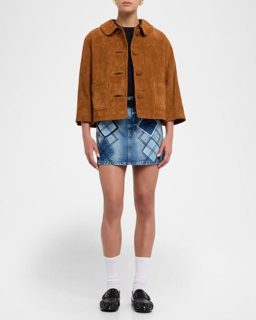 Marc Jacobs Blue Argyle Patchwork Denim Mini Skirt