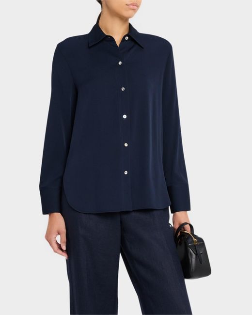 Vince Blue Classic Button-Front Blouse
