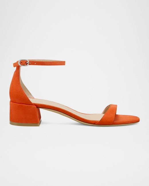 Stuart Weitzman Orange Nudist Suede Ankle-Strap Sandals