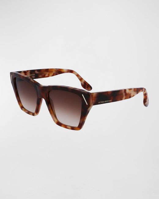 Victoria Beckham Brown Classic V Modified Square Acetate Sunglasses