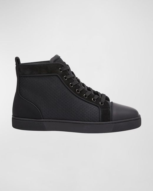 Christian Louboutin Black Louis Orlato Tonal Textile High-Top Sneakers for men