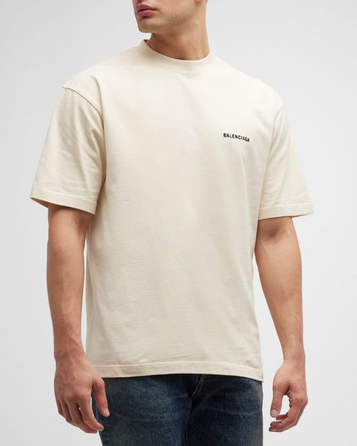 Balenciaga Natural Jersey Vintage-logo T-shirt for men