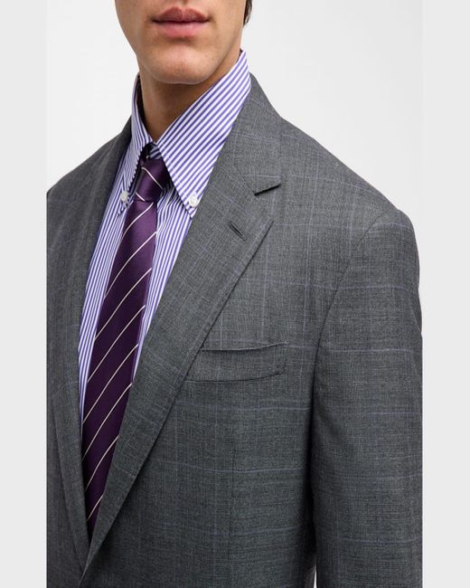 Ralph Lauren Purple Label Gray Kent Hand-Tailored Glen Plaid Suit for men