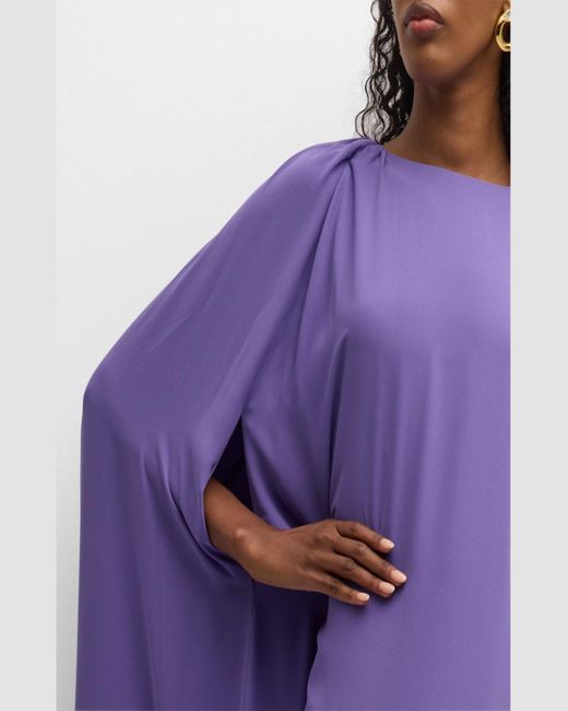 BERNADETTE Purple Marco Short-Sleeve Cape Gown