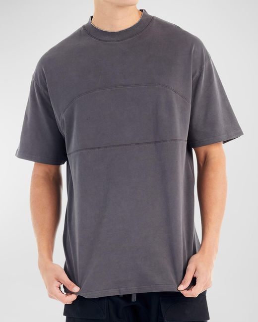NANA JUDY Gray Washed T-shirt With Center Seam for men