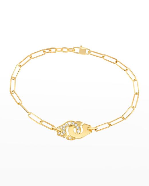 Dinh Van Metallic Yellow Gold Menottes R10 Medium One-side Diamond Bracelet