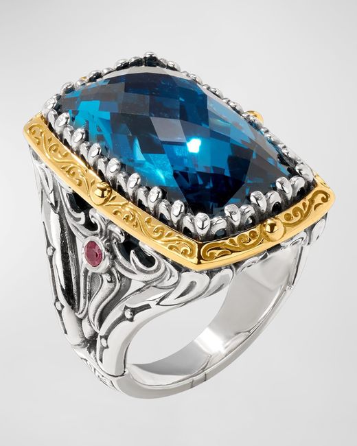 Konstantino Metallic 18k Gold Blue Spinel Ring