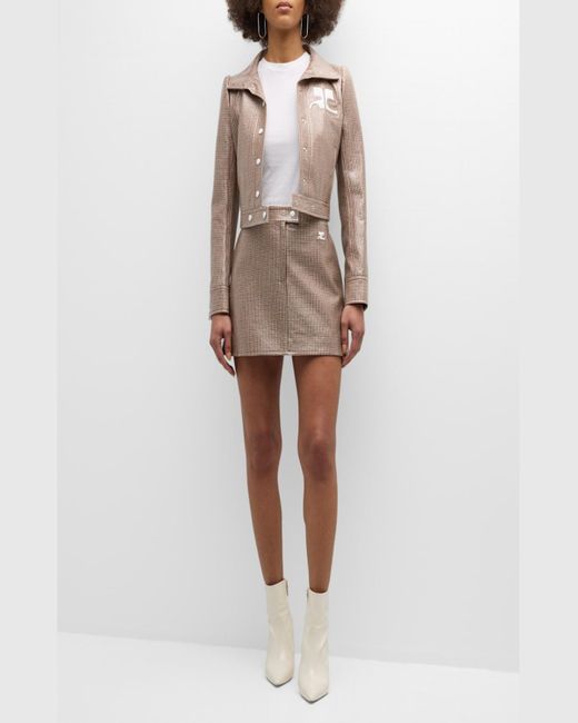 Courreges Natural Re-Edition Checked Print Vinyl Mini Skirt