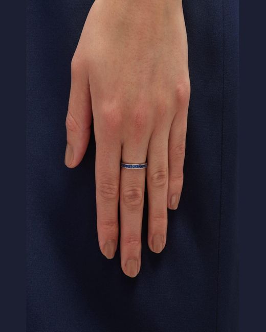 Neiman Marcus 18k White Gold Blue Sapphire Eternity Ring, Size 7