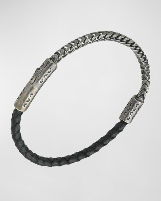 MARCO DAL MASO Metallic Lash Sterling And Leather Bracelet for men