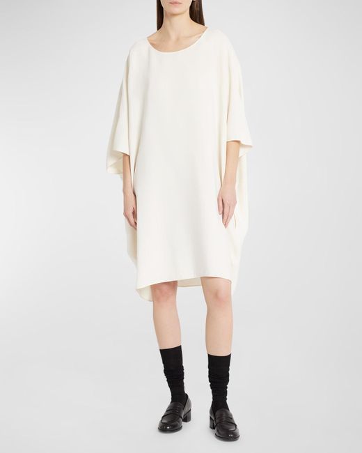 The Row Natural Abasi Scoop-neck 3/4-sleeve Oversized Shift Dress
