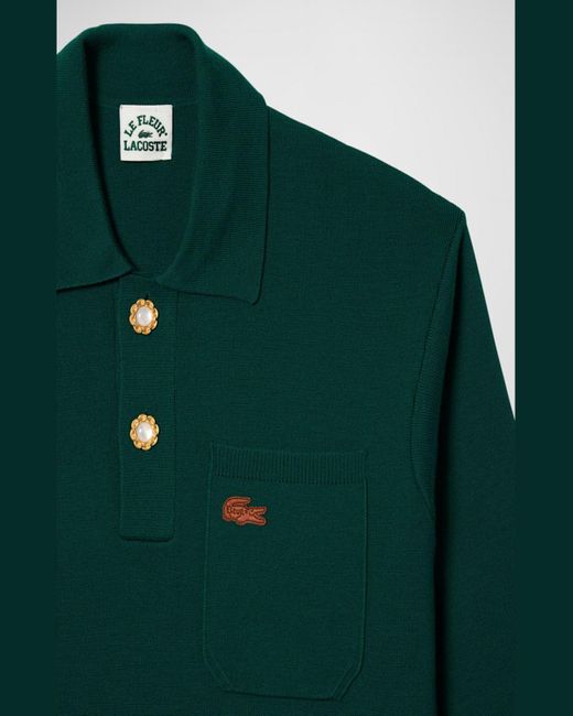 Lacoste Green X Le Fleur Wool Polo Sweater for men