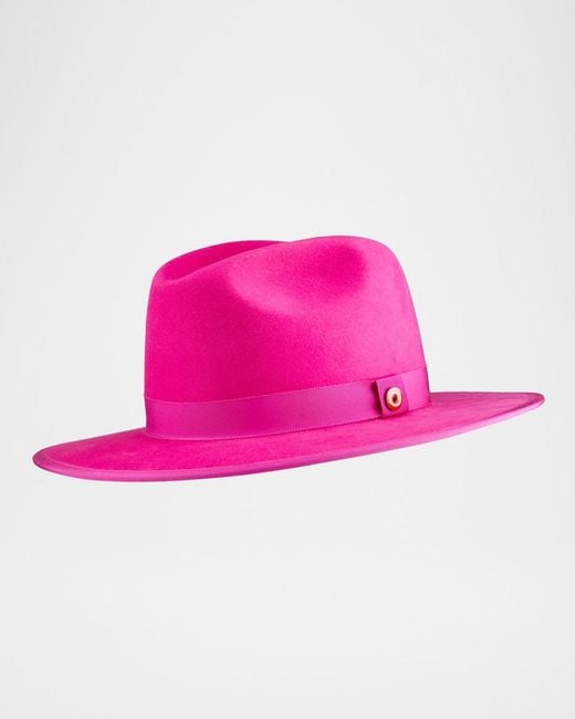 Keith James Pink Apos;S Queen-Brim Wool Fedora Hat for men