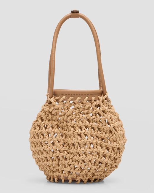 Cult Gaia Metallic Enya Crochet Top-Handle Bag