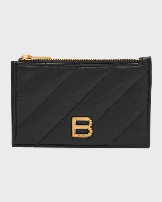 Balenciaga Black Crush Long Coin And Card Holder Quilted