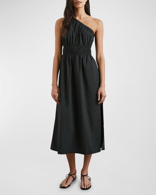 Rails Black Selani One-Shoulder Midi Dress