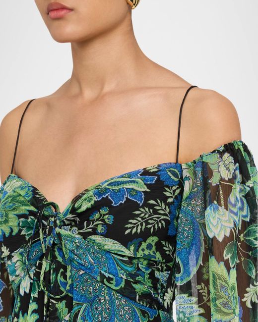 emanuel ungaro green dress Emanuel Ungaro Kelsey Floral-Print Chiffon Maxi Dress in Green