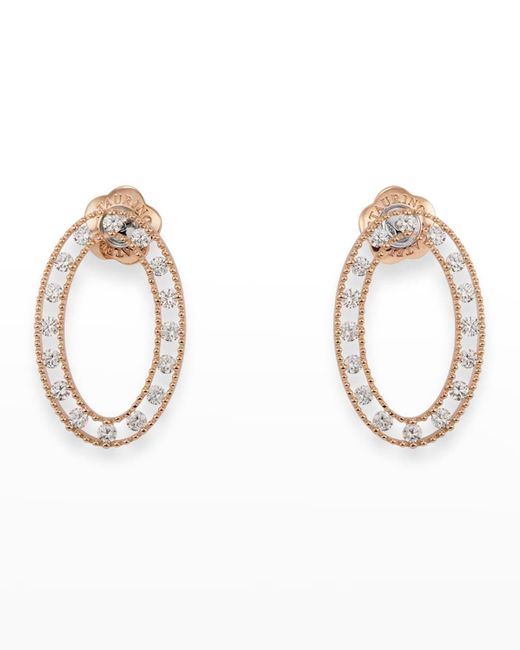 Staurino Metallic Rose Gold Allegra Oval Earrings With Diamonds