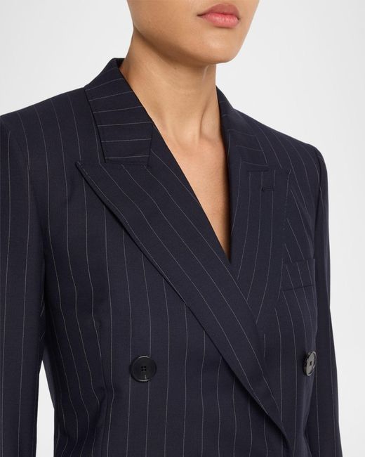 Givenchy Blue Double-Breasted Pinstripe Wool Jacket