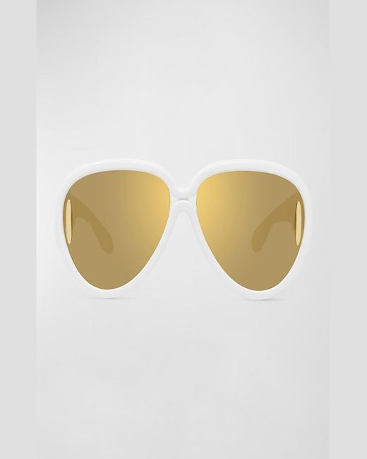 Loewe Metallic Anagram Mirrored Acetate Round Sunglasses