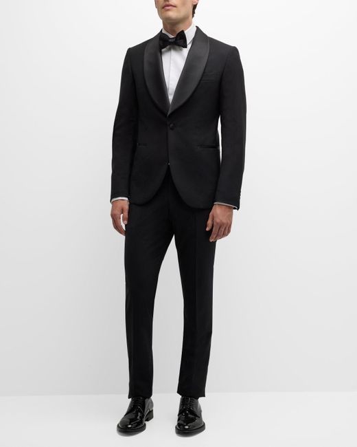 Pal Zileri Black Wool Satin-Lapel Suit for men