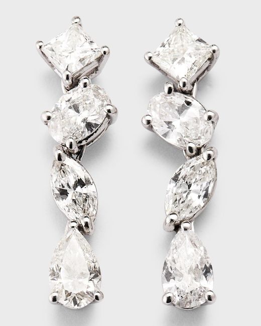 Zydo 18k White Gold Multi Diamond Earrings