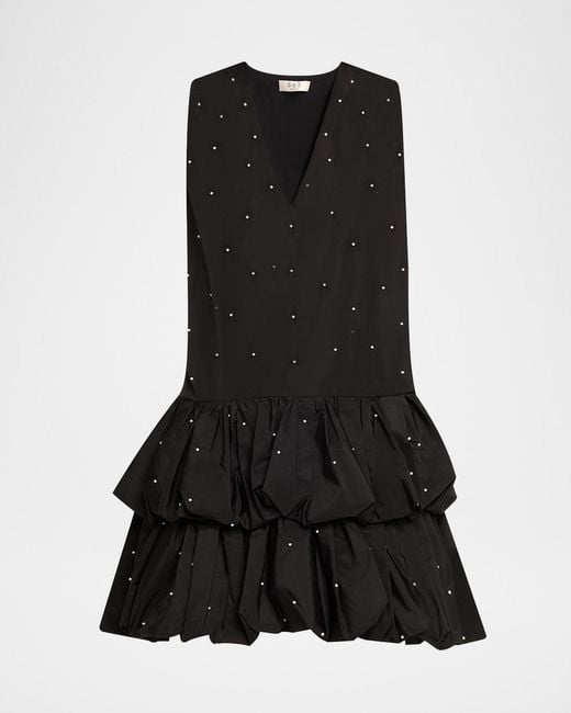 Sea Women's Black Alberta Embellished Bubble-Hem Mini Dress