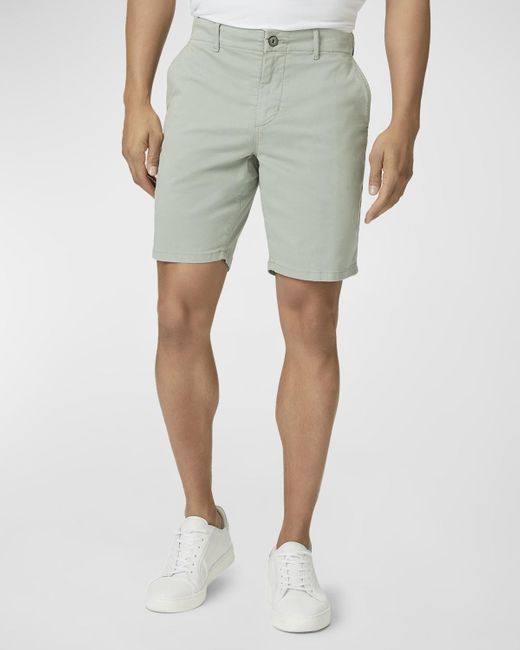 PAIGE Natural Phillips Stretch Sateen Chino Shorts for men