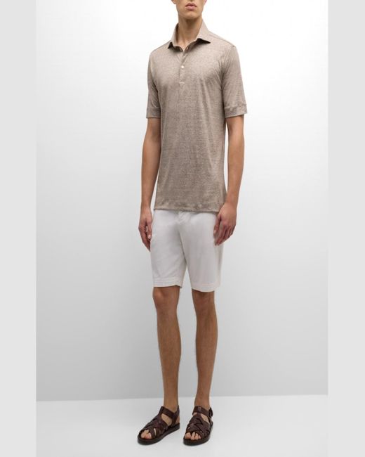 Baldassari Gray Linen-Cotton Polo Shirt for men