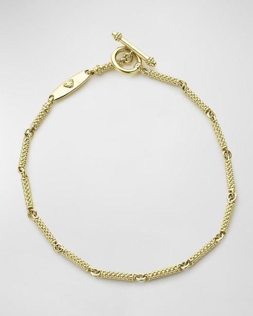 Lagos Metallic 18k Gold Superfine Caviar Beaded Link Bracelet With Toggle Clasp, 7"l