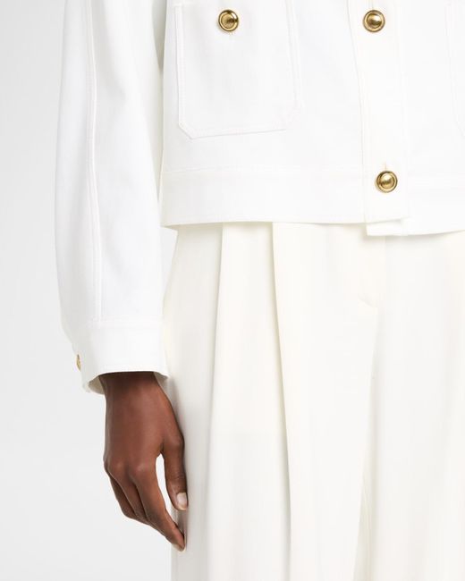 Max Mara White Kiwi Button-Down Cotton Jacket