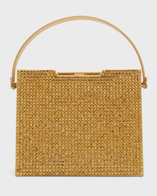 Giorgio Armani Natural Crystal-embellished Satin Top-handle Bag
