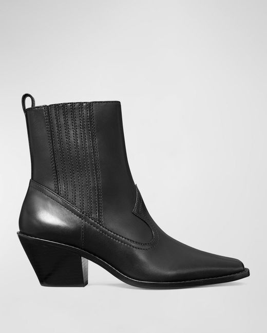 Tory Burch Western Leather Ankle Booties in Black Lyst