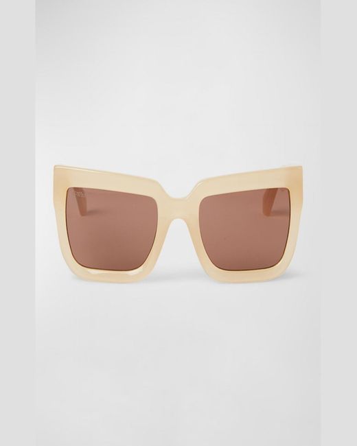 Off-White c/o Virgil Abloh Natural Firenze Logo Acetate Butterfly Sunglasses
