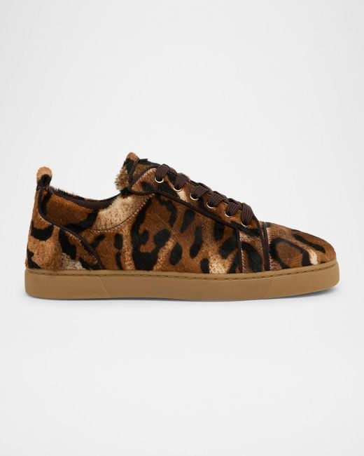 Christian Louboutin Brown Louis Junior Leopard-Effect Low-Top Sneakers for men