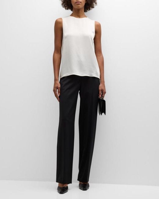 Theory White Silk Straight Shell Top