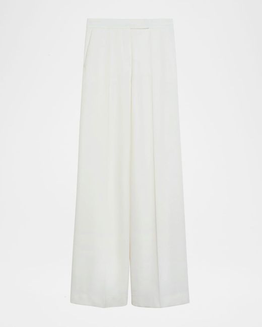 Max Mara White Ninfa Long Wide Leg Trousers