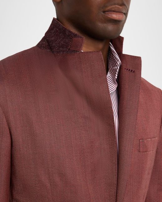 Brioni Red Apos;S Herringbone Single-Breasted Blazer for men