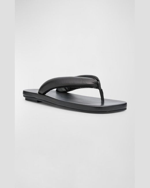 Dries Van Noten Black Padded Leather Thong Sandals for men