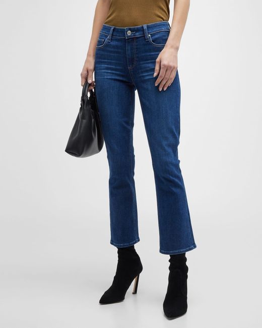 PAIGE Blue Shelby Low-rise Crop Flared Jeans