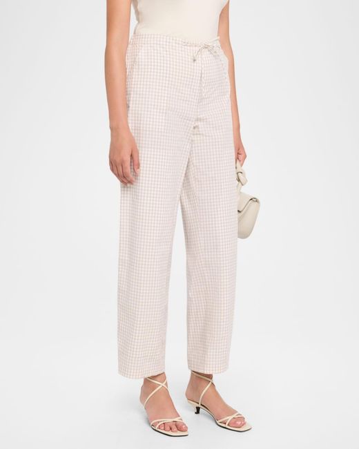 Jonathan Simkhai White Gingham Drawstring Pants
