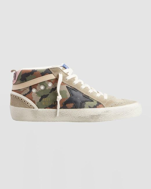 Golden Goose Deluxe Brand Natural Mid Star Camo Wing-tip Sneakers