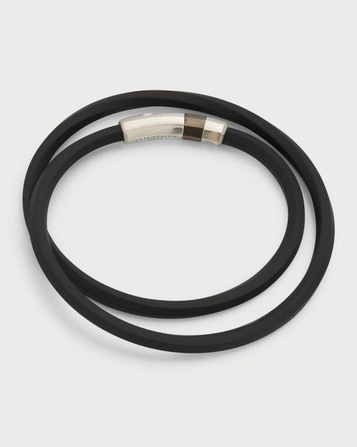 Tateossian Metallic Double-wrap Rubber Bracelet for men