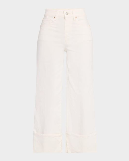PAIGE White Sasha Ankle Jeans With Wide Cuffs