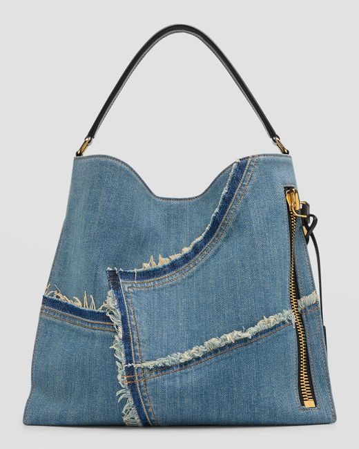 Tom Ford Blue Alix Hobo Small